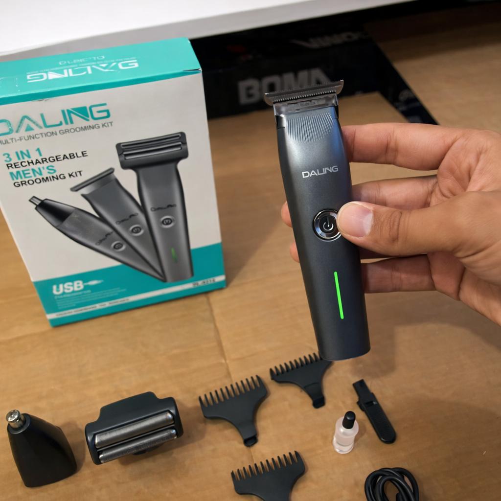 DALING DL-9218 3 In 1 cpmact size Rechargeable Hair Clipper Shaver beard Styling Hair Removal machine