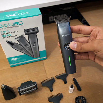 DALING DL-9218 3 In 1 cpmact size Rechargeable Hair Clipper Shaver beard Styling Hair Removal machine